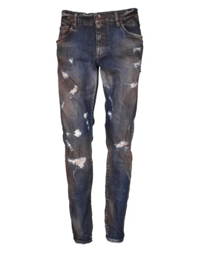 Dolce & Gabbana Distressed Brown Jeans For Men In Fw23 Season In Blue