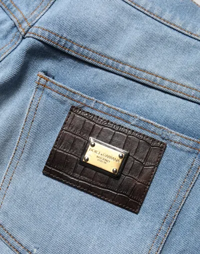 Dolce & Gabbana Distressed Cotton-elastane Jeans In Blue