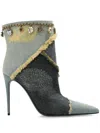 Dolce & Gabbana Distressed Denim Charms Ankle Booties In Blue
