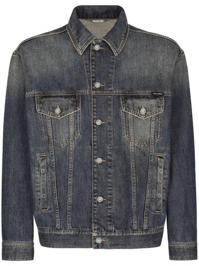 Dolce & Gabbana Distressed Denim Jacket In Blue