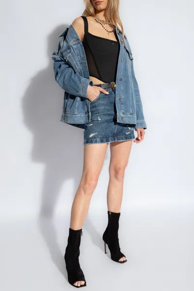 Dolce & Gabbana Distressed Denim Jacket In Blue