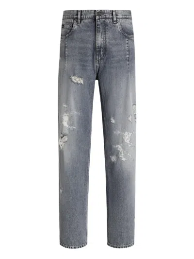 Dolce & Gabbana Distressed Tailored Straight Jeans In Blue