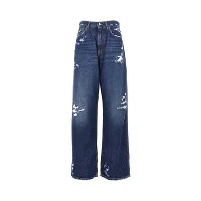 Dolce & Gabbana Distressed Denim Oversized Pants In Blue