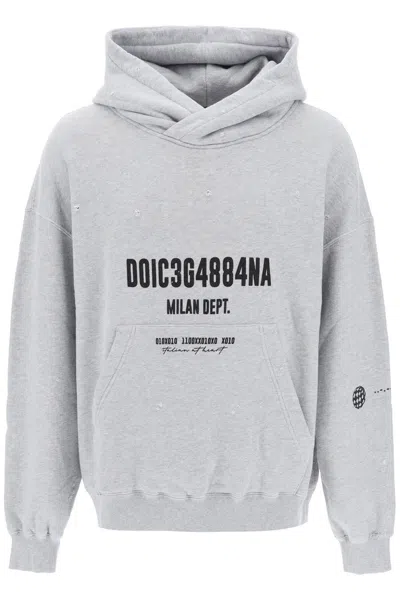 Dolce & Gabbana Logo Print Hoodie In Grey