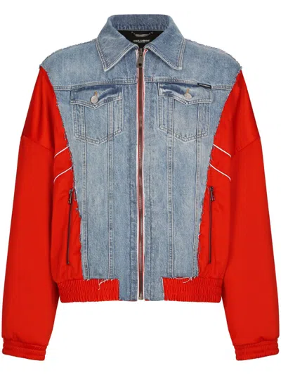 Dolce & Gabbana Distressed-effect Panelled Denim Jacket In Blue