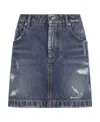 DOLCE & GABBANA DISTRESSED-FINISH DENIM MINISKIRT