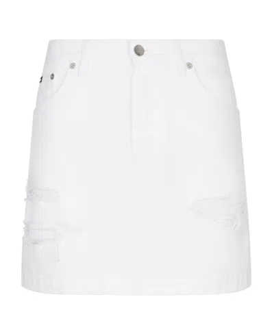DOLCE & GABBANA DOLCE  GABBANA RIPPED MINI DENIM SKIRT