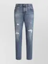 Dolce & Gabbana Distressed Finish Five-pocket Denim Jeans In Blue