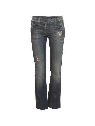 Pre-owned Dolce & Gabbana Distressed Flared Jeans In Blue