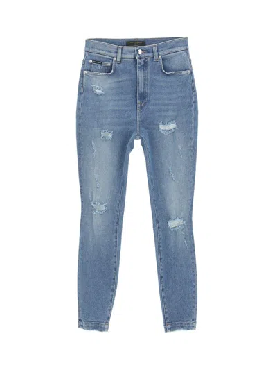 Dolce & Gabbana Distressed Grace Jeans In Blue Jeans