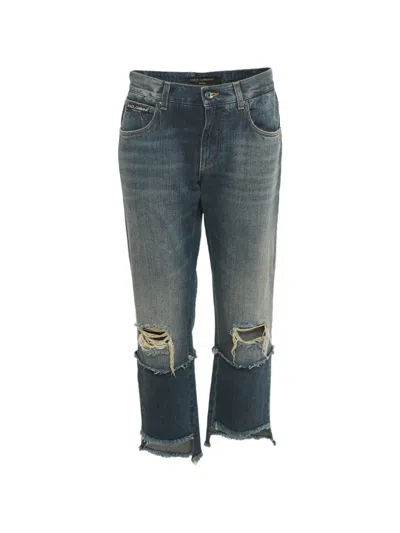 Pre-owned Dolce & Gabbana Distressed Jeans In Blue