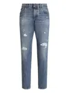 Dolce & Gabbana Distressed Finish Five-pocket Denim Jeans In Blue