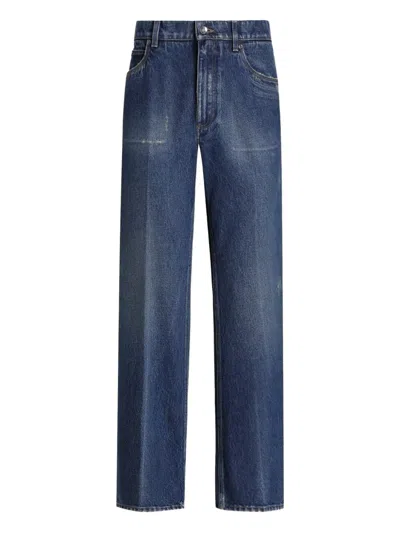 Dolce & Gabbana Distressed Logo-plaque Jeans In Blue