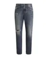 Dolce & Gabbana Distressed Logo-plaque Jeans In Multi