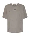 Dolce & Gabbana Distressed Logo-plaque T-shirt In Gray