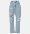 Dolce & Gabbana Distressed Low-rise Straight Jeans In Blue