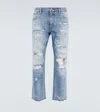 Dolce & Gabbana Distressed Mid-rise Straight Jeans In Variante Abbinata