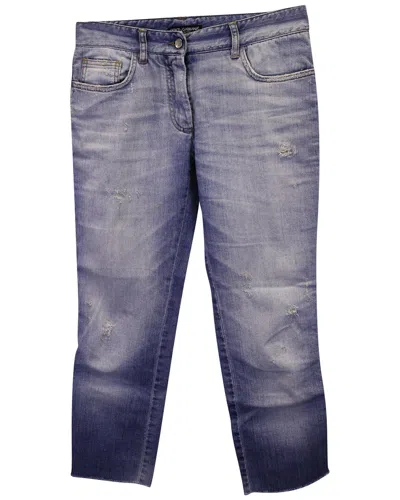 Dolce & Gabbana Distressed Raw-edge Cropped Jean In Animal Print