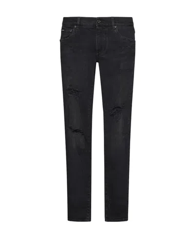 Dolce & Gabbana Distressed Skinny Jeans In Black