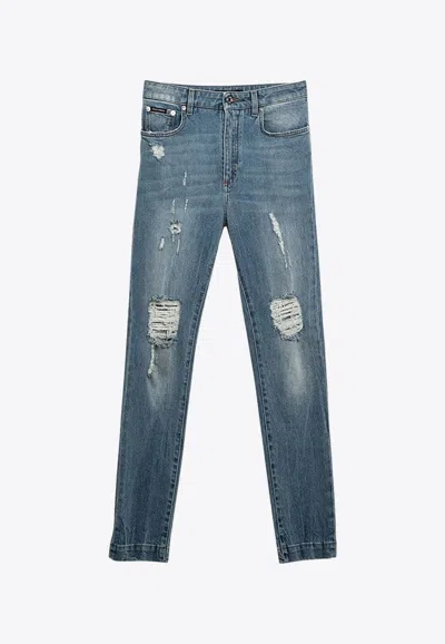 Dolce & Gabbana Dolce&gabbana Audry Denim Skinny Jeans With Wear And Tear Women In Blue