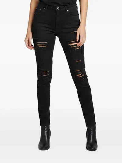 Pre-owned Dolce & Gabbana Distressed Slim-fit Jeans In Black