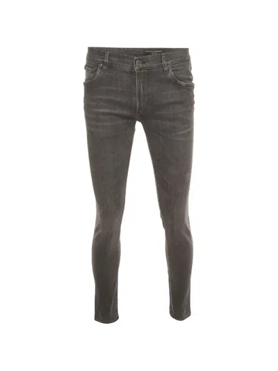 Pre-owned Dolce & Gabbana Distressed Slim-fit Jeans In Grey