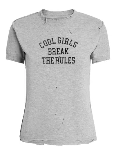 Dolce & Gabbana Distressed Slogan-print T-shirt In Gray