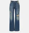 Dolce & Gabbana Wide-leg Distressed Five-pocket Jeans In Blue