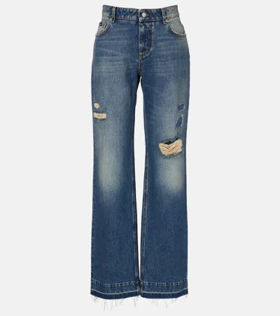 Dolce & Gabbana Distressed Straight Jeans In Blue