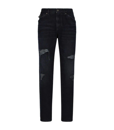 Dolce & Gabbana Distressed Straight Jeans In Multi