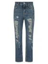 DOLCE & GABBANA DISTRESSED STRAIGHT LEG CROPPED JEANS