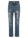 Dolce & Gabbana Ripped High Waist Straight Leg Jeans In Neutro