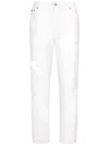 DOLCE & GABBANA WHITE DISTRESSED STRAIGHT-LEG JEANS