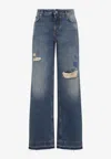 Dolce & Gabbana Wide-leg Distressed Five-pocket Jeans In Blue