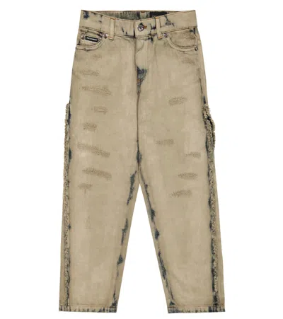 Dolce & Gabbana Kids' Distressed Straight-leg Jeans In Variante Abbinata