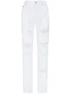 Dolce & Gabbana White Distressed Cotton Boyfriend Denim Jeans In White