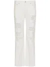 Dolce & Gabbana Distressed Straight-leg Jeans In White