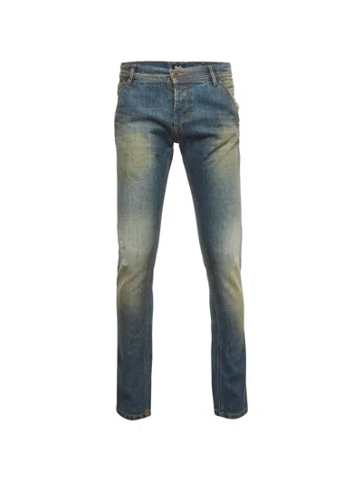 Pre-owned Dolce & Gabbana Distressed Straight-leg Jeans In Blue