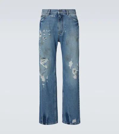 DOLCE & GABBANA DISTRESSED WIDE-LEG JEANS
