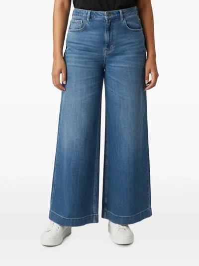 Pre-owned Dolce & Gabbana Distressed Wide-leg Jeans In Blue