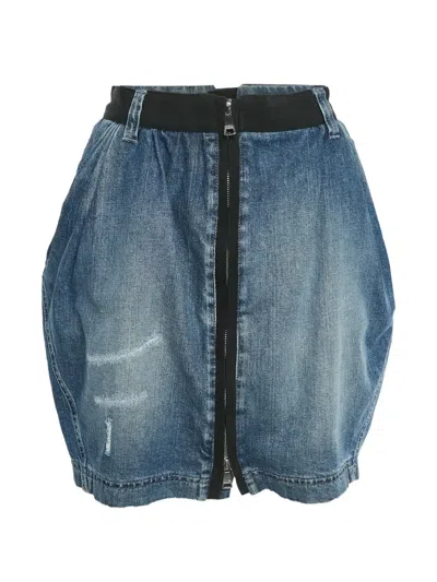 Pre-owned Dolce & Gabbana Distressed-finish Mini Skirt In Blue