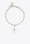 Dolce & Gabbana Dolce&gabbana Cross Bead Bracelet In Silver