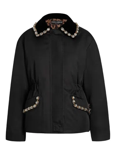 Dolce & Gabbana Embellished-collar Jacket In Black