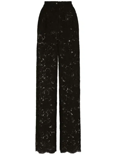 Dolce & Gabbana Flared-leg Lace Pants In Black