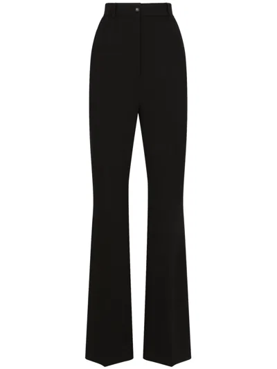 Dolce & Gabbana High-waisted Pressed-crease Flared Trousers In Black