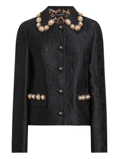 Dolce & Gabbana Jacquard Jacket In Black