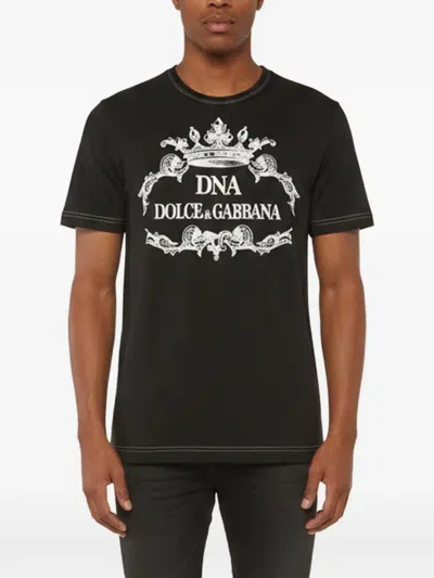 Pre-owned Dolce & Gabbana Dna Logo-print T-shirt In Black