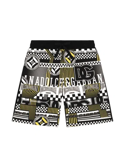 Dolce & Gabbana Kids' Dna-print Shorts In Black