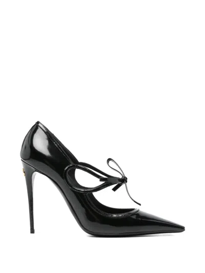 Pre-owned Dolce & Gabbana Dna Ribbon-tie Leather Pumps In Black