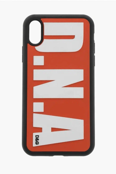 Dolce & Gabbana D.n.a Rubber Xr Iphone Cover With Embossed Logo In Orange